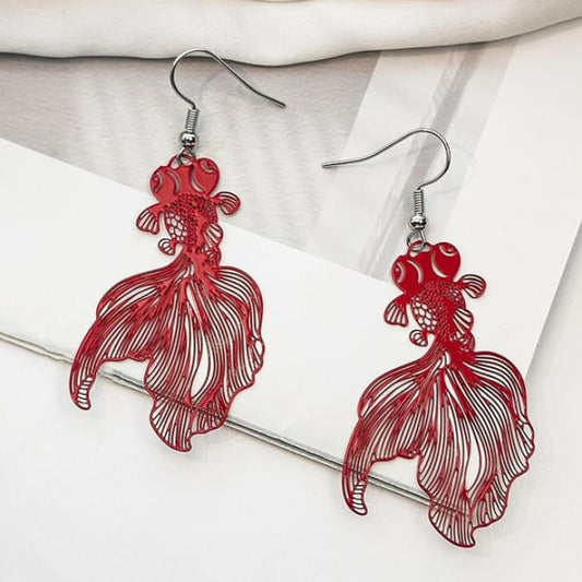 Goldfish Drop Hook Earring - jewelry