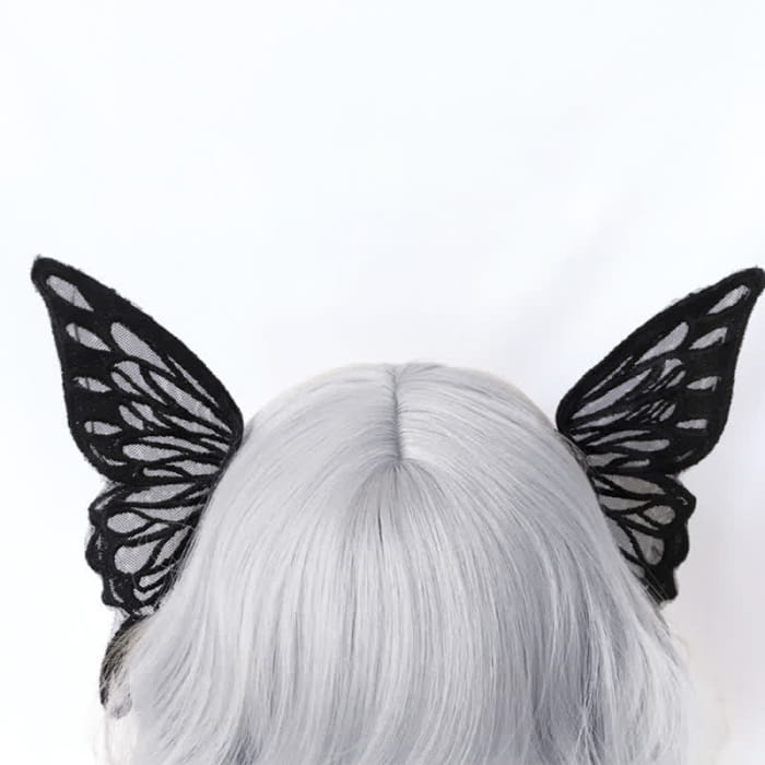 Gothic Bat Wings Moth Hair Clip Halloween Accessory - Black