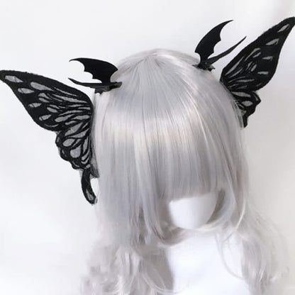 Gothic Bat Wings Moth Hair Clip Halloween Accessory - Black