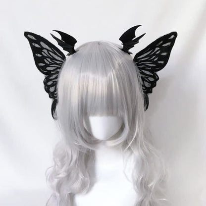 Gothic Bat Wings Moth Hair Clip Halloween Accessory - Black