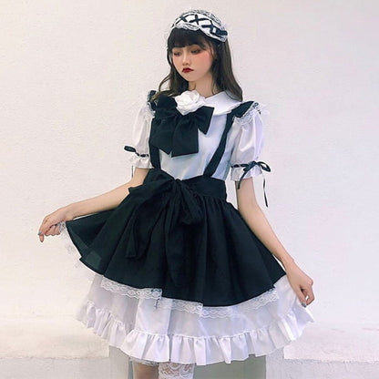 Gothic Bow Tie Lolita Maid Costume Dress