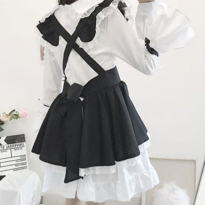 Gothic Bow Tie Lolita Maid Costume Dress