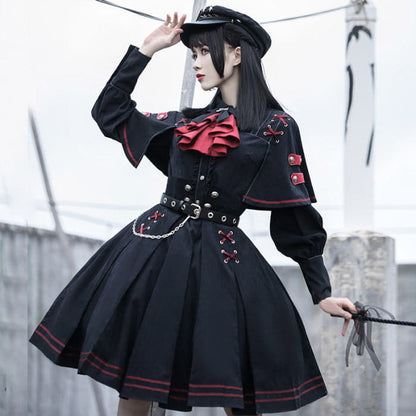 Gothic Lolita Black Costume Military Uniform