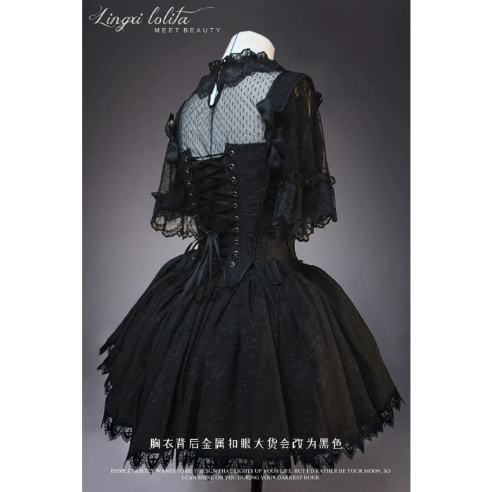 (BFM)Lingxi Lolita~Bone island Gothic Lolita Corset Goth Blouse Skirt Set   