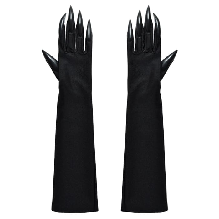 Gothic Punk Black Halloween Gloves - Free Size