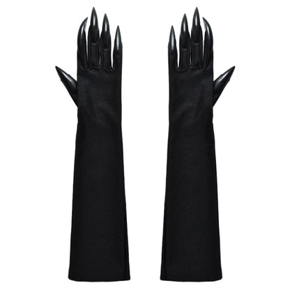 Gothic Punk Black Halloween Gloves - Free Size