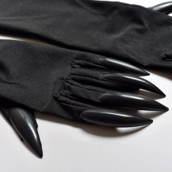 Gothic Punk Black Halloween Gloves - Free Size