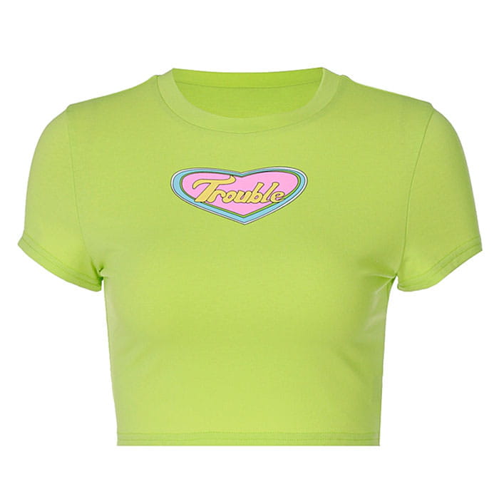 Green Trouble Crop Top - Tops