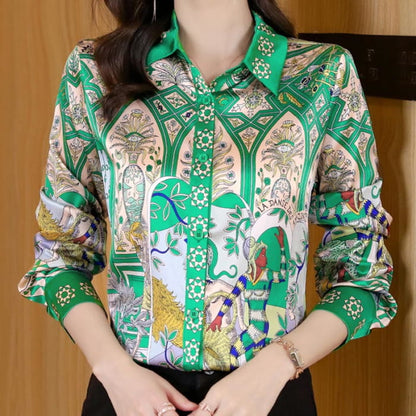 Green Vintage Long Sleeve Shirt