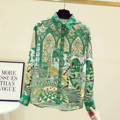 Green Vintage Long Sleeve Shirt - M