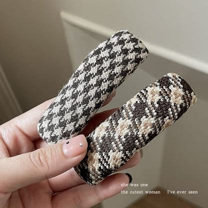 Hair Clip / Set - of 2 - Houndstooth & Argyle - Black