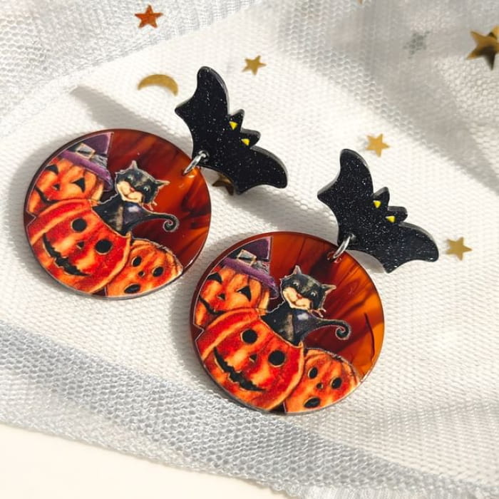 Halloween Acrylic Drop Earring - 1 Pair - E6348 - Circle