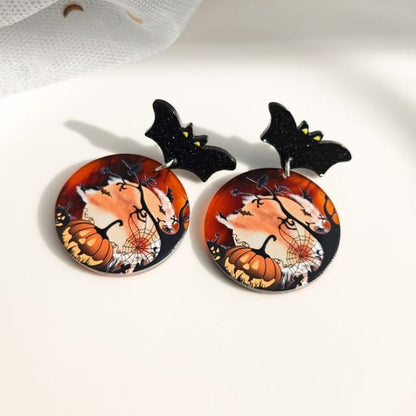 Halloween Acrylic Drop Earring - 1 Pair - E6353 - Pumpkin