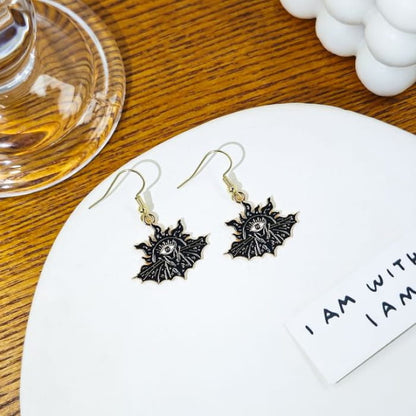 Halloween Bat Alloy Drop Earring - 1 Pair - E6105-2 - Black