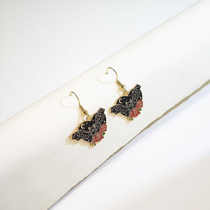 Halloween Bat Alloy Drop Earring - jewelry