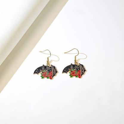 Halloween Bat Alloy Drop Earring - jewelry