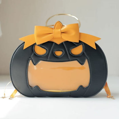 Halloween Black Pumpkin with Bow Tote Bag - Free Size