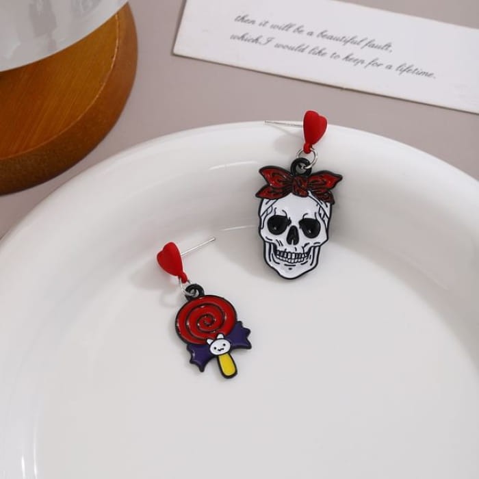 Halloween Cartoon Asymmetrical Alloy Drop Earring - 1 Pair