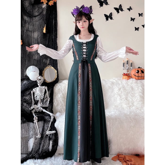 Halloween Costume Vintage Green Dress