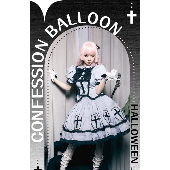 (Buyforme)Confession Balloon~Halloween Cross Lolita OP Dress   