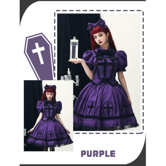 Halloween Cross Lolita Dress - S / purple - OP