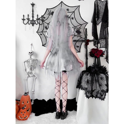 Halloween Gray Puff Sleeves Dress Costume