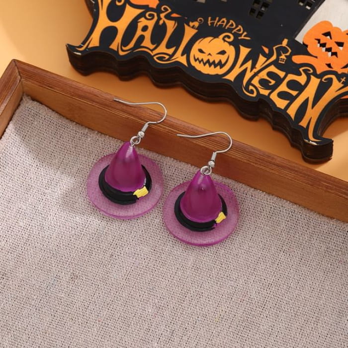 Halloween Resin Drop Earring - 1 Pair - E6362 - Purple