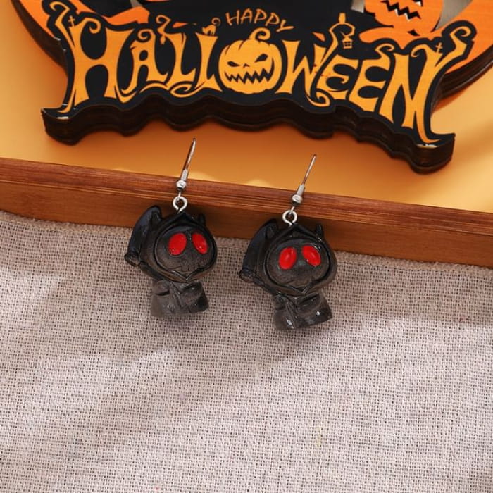 Halloween Resin Drop Earring - 1 Pair - E6368 - Black