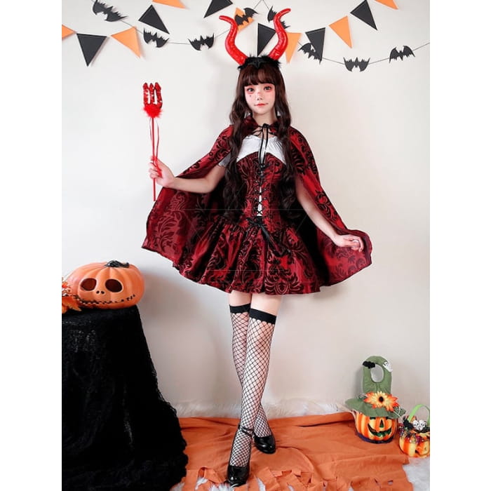 Halloween Vampire Red Costume Top and Skirt Set