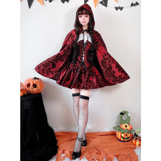 Halloween Vampire Red Costume Top and Skirt Set