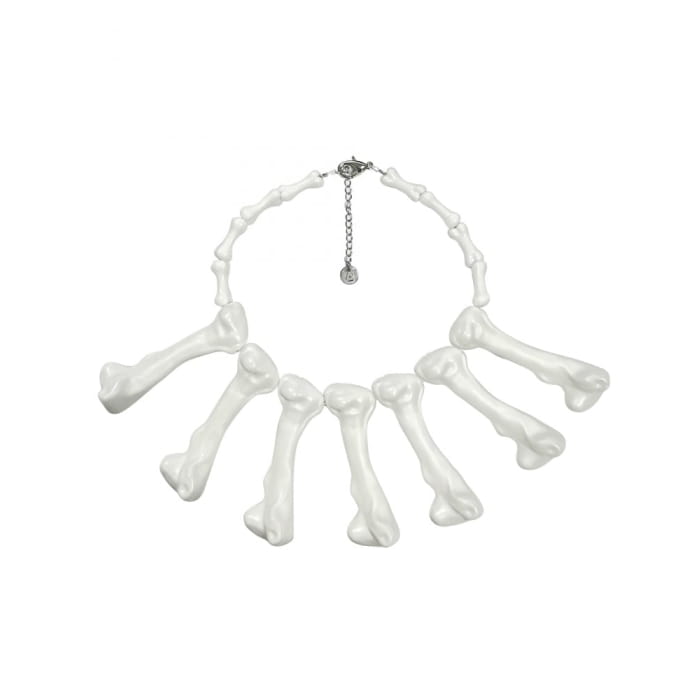 Halloween White Gothic Punk Bones Necklace - Free Size