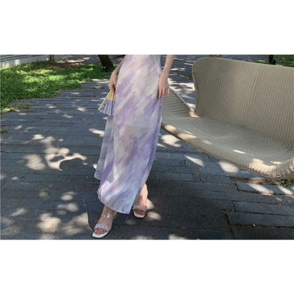 Halter Neck Tie Dye Print Maxi A Egirldoll