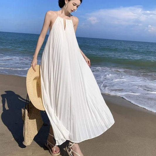 Halter Plain Cutout Maxi Sundress