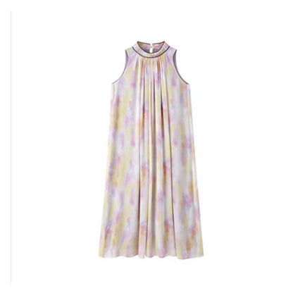 Halter Tie Dye Midi Smock Dress