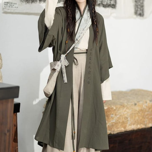 Hanfu Open Front Jacket / Top / Wide Leg Pants / Crossbody