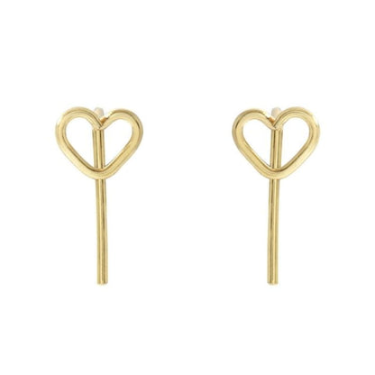 Heart Alloy Ear Jacket - 1 Pair - Gold / One Size