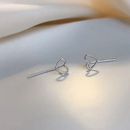 Heart Alloy Ear Jacket - 1 Pair - Silver / One Size