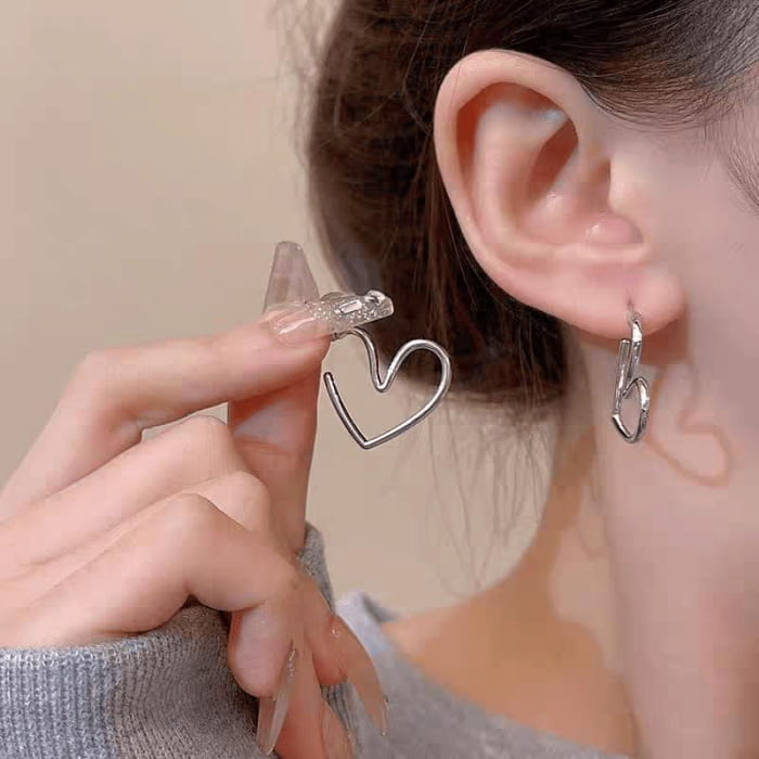 Heart Alloy Hoop Earring