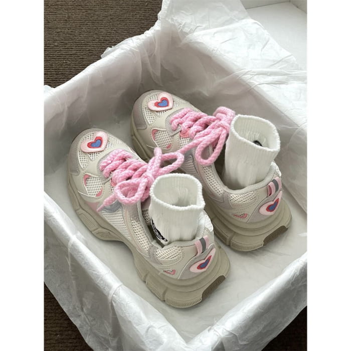 Heart Applique Platform Sneakers