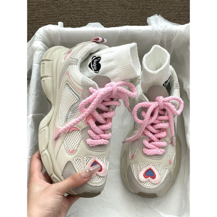 Heart Applique Platform Sneakers