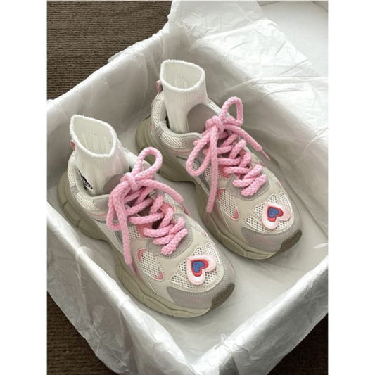 Heart Applique Platform Sneakers