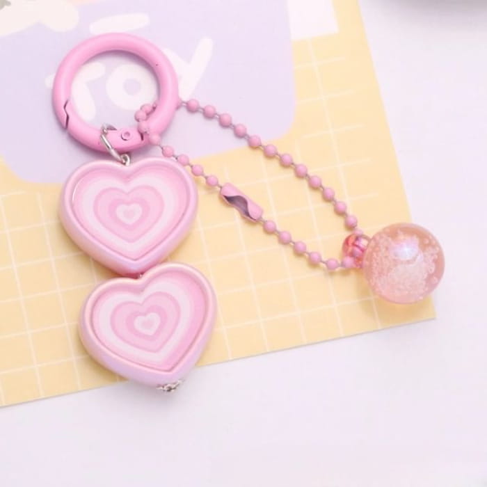 Heart Bag Charm Keyring - Q1250-1 - Pink / One Size