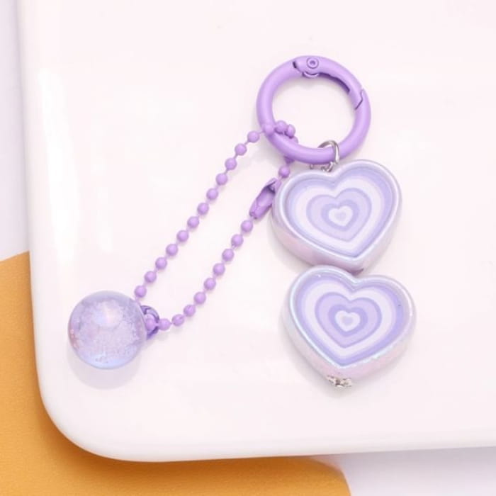 Heart Bag Charm Keyring - Q1250-3 - Purple / One Size