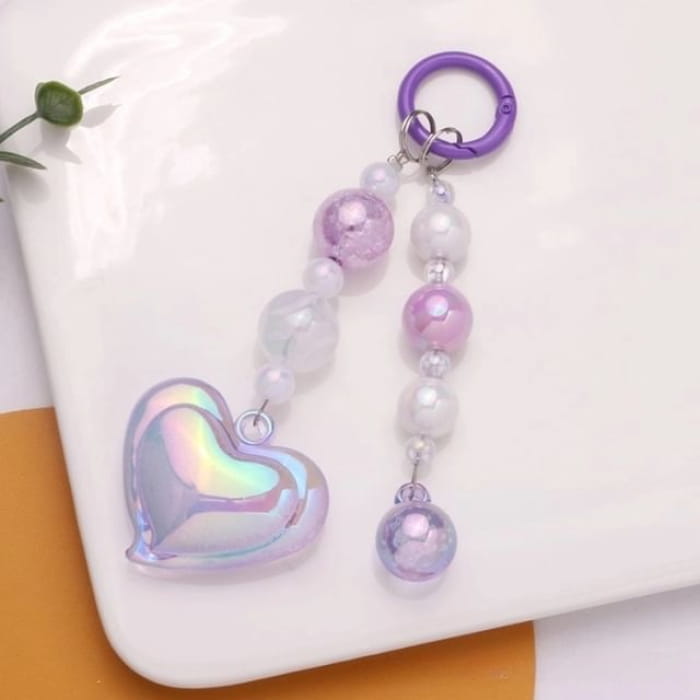 Heart Bead Acrylic Bag Charm Keyring Phone - Q1306-5