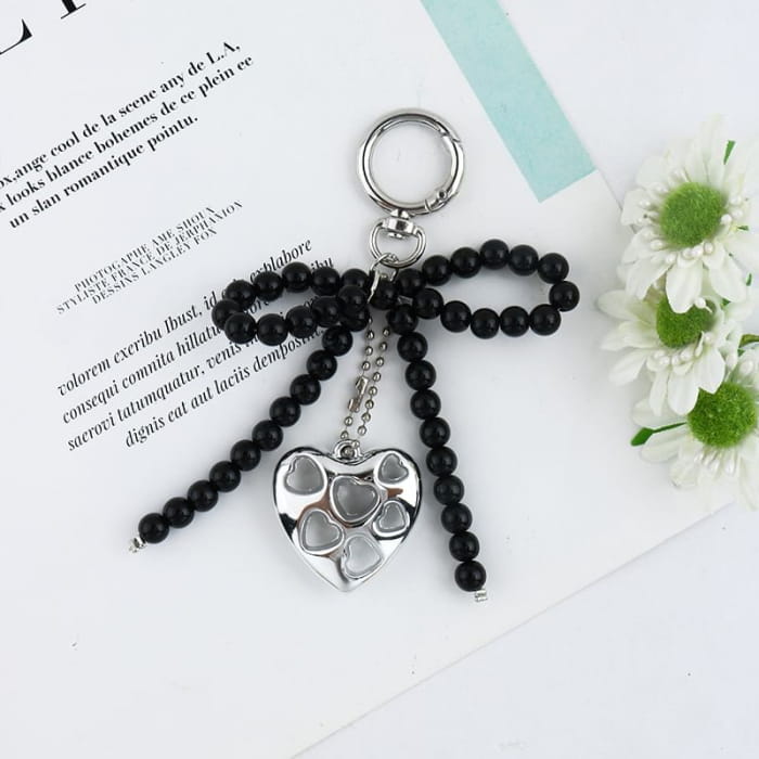 Heart Bow Bead Keyring