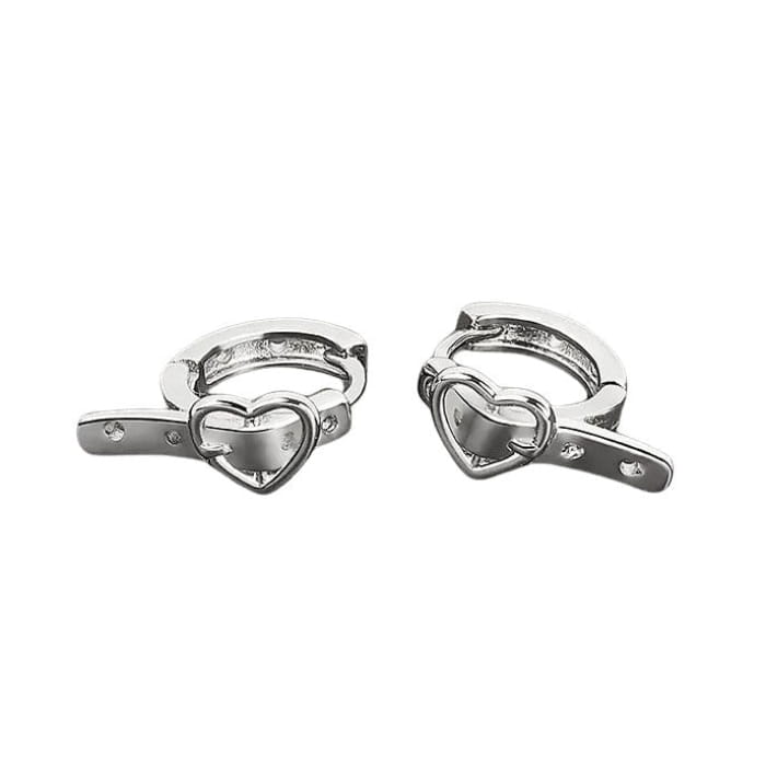 Heart Buckle Belt Earrings - Standart / Silver - earrings