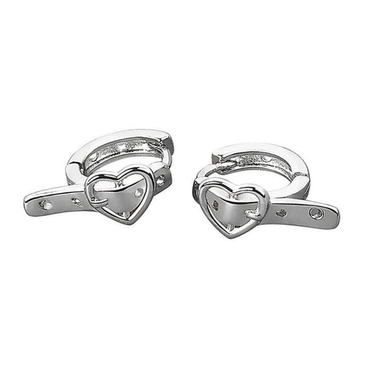 Heart Buckle Belt Earrings - Standart / Silver - earrings