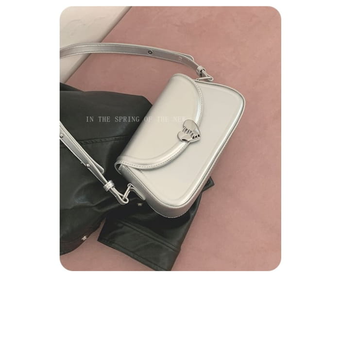 Heart Buckle Flap Crossbody Bag