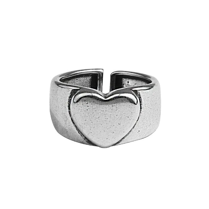 Heart Chunky Ring - Adjustable / Silver - ring