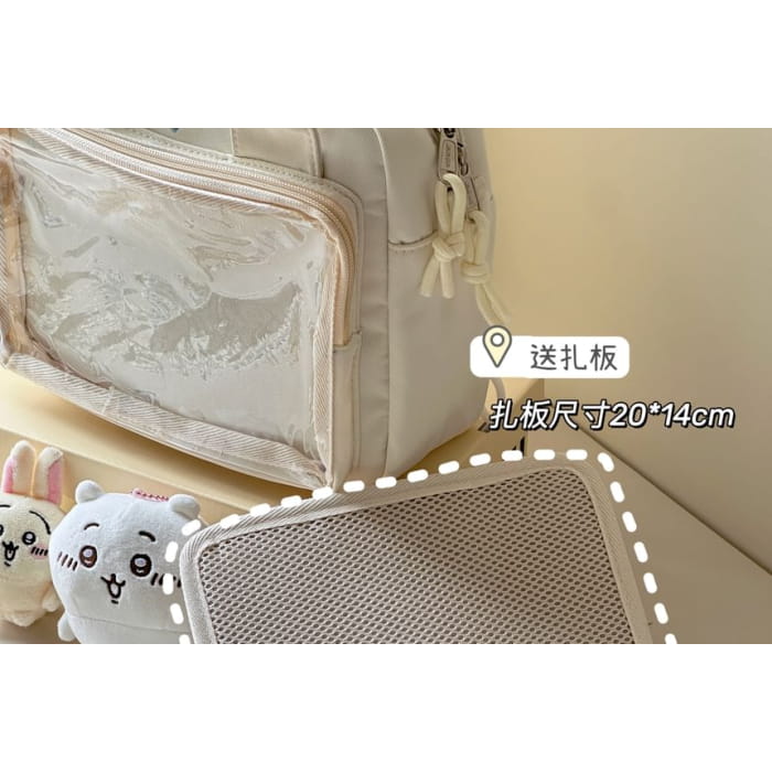 Heart Embroidered PVC Panel Crossbody Bag / Charm / Set